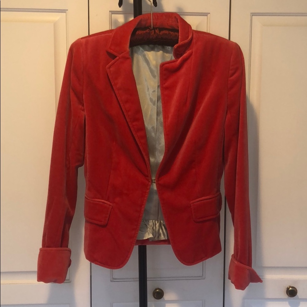 Red Velvet JCrew Blazer with Silver Linning